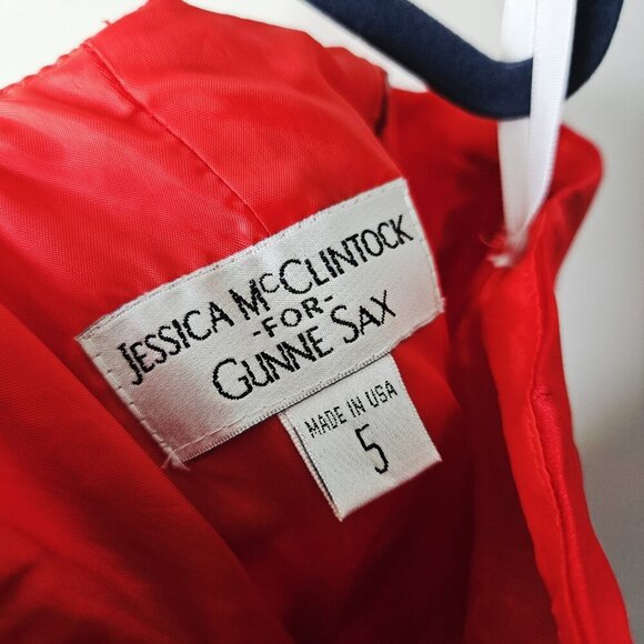 Vtg Jessica McClintock Gunne Sax Dress 5 Red Asymmetrical High Low Prom Corset - Picture 5 of 5